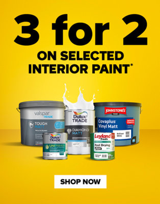 3 for 2 on selected interior paint. Includes valspar trade, dulux trade, johnstones trade and leyland trade. Terms and conditions at the end of this page. Shop now.