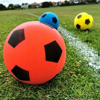 B4E 12cm pack of 3 Soft Foam Footballs, Yellow, Red & Blue Soft Sponge ...