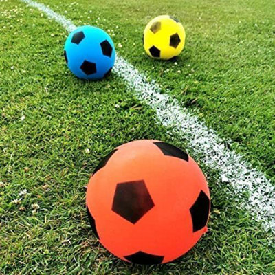 B4E 12cm pack of 3 Soft Foam Footballs, Yellow, Red & Blue Soft Sponge ...