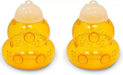B4E Wasp Trap,  Hanging Yellow Wasp Catcher, Hornets Bee Trap - 2 Pack