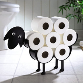Baabara The Sheep Toilet Paper or Towel Holder - Freestanding Metal Novelty Loo Roll Bathroom Stand H32 x W50 x D10cm