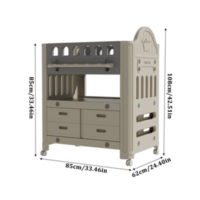 Baby Diaper Changing Table with 4 Drawers and Storage Shelf with Adjustable Height