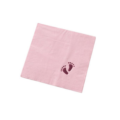 Baby Foot Celebration Napkins (Pack of 15) Pink (One Size)