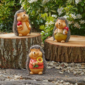 Baby Hoglet Set - 3 Hedgehog Decorations Waterproof Resin Ornaments