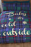 Baby It's Cold Outside Blue Xmas Duvet Cover Set Christmas Bedding