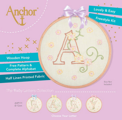 BABY LETTERS - Embroidery Kit with Hoop: Baby Letters - Anchor