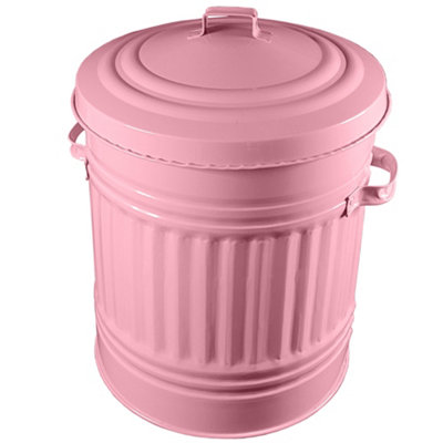 Baby Pink Metal Bin with Dustbin Lid Strong Steel 30L Bin Ideal for the Home Kitchen Rubbish Waste Bin Animal Feed Pet Food Bin - 8