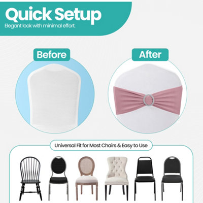 100-Pack Pink Chair Sashes With Buckle – Spandex Elastic Chair Bows For Wedding & Party Decor