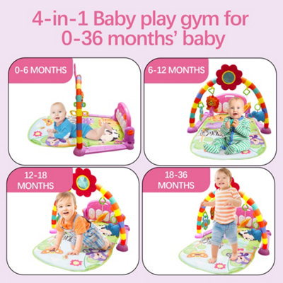 Gimnasio De Actividades Para Bebés Con Piano - Tapete De Juego, 4 En 1, Desde 0 Meses, Colores Vivos