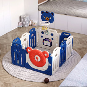 Baby Playpen Activity Center Kids Safety Gate with Basketball Hoop W 1230 x D 1230 x H 650 mm