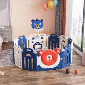 Baby Playpen Activity Center Kids Safety Gate with Basketball Hoop W 1230 x D 1630 x H 650 mm