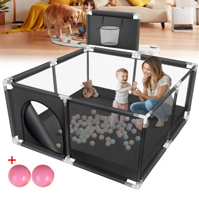 Baby Playpen Portable Child Safety Yard Activity Center with Basketball ...