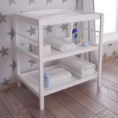 Baby White Changing Table Unit, nappy Station, Solid Wood