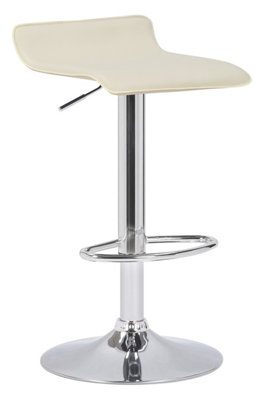 Baceno Single Kitchen Bar Stool, Chrome Footrest, Height Adjustable Swivel Gas Lift, Breakfast Bar & Home Barstool, Cream