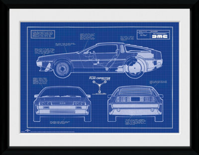 Back To The Future Blueprint 30 x 40cm Framed Collector Print