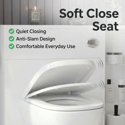 Back to Wall Toilet Unit 800mm White Vanity WC Unit with Storage ...