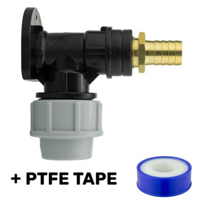 back/wall plate for 25mm mdpe water supply pipe with a 19mm (3/4")brass hose barb