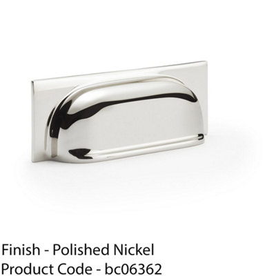 Backplate Cup Handle Polished Nickel 96mm Centres Solid Brass Shaker ...