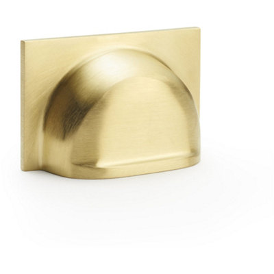Backplate Cup Handle - Satin Brass 40mm Centres Solid Brass Shaker Drawer Pull