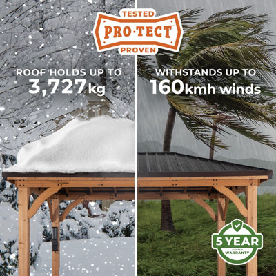 Backyard Discovery Barrington Cedar Wood Patio Gazebo  4.3m x 3m (14ft x 10ft)