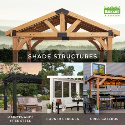 Backyard Discovery Barrington Cedar Wood Patio Gazebo  4.3m x 3m (14ft x 10ft)