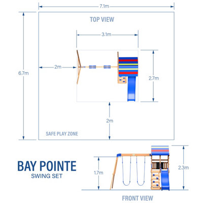 Backyard Discovery Bay Pointe Cedar Wooden Climbing Frame with 2 x Swings and 1 x Slide
