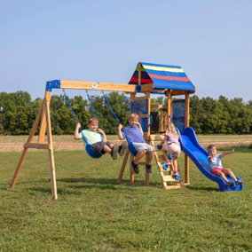 Backyard Discovery Bay Pointe Cedar Wooden Swing Set with 2 x Swings and 1 x Slide