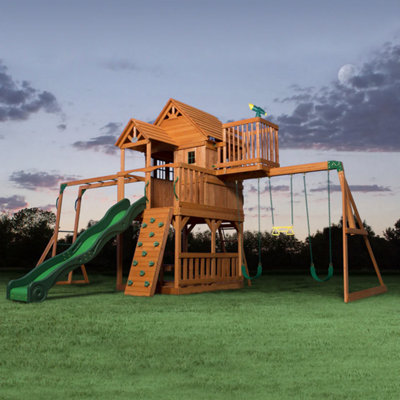 Backyard Discovery Skyfort II Cedar Wooden Climbing Frame with 2 x