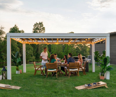 Backyard Discovery Windham Modern Steel Pergola White 3.7m x 4.9m (16ft x 12ft)