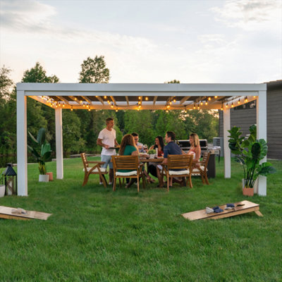 Backyard Discovery Windham Modern Steel Pergola White 3m x 3.6m (12ft x 10ft)