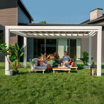 Backyard Discovery Windham Modern Steel Pergola White 3m x 4.3m (14ft x 10ft)