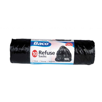 Baco Refuse Plastic Bags (Pack of 10) Black (One Size)