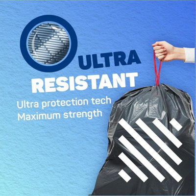 Bacofoil Ultra Resistant Bin Bag Liners Drawstring Handles 50L