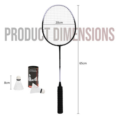 Badminton Set 2 Rackets & Shuttlecocks for Adults & Children, Garden Game Kit, Black