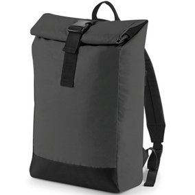 Bagbase Reflective Roll Top Backpack Black/Reflective (One Size)