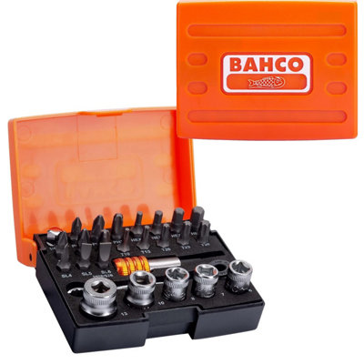 Bahco 2058/S26 26 Piece Ratchet Socket Bit Set 1/4in Drive PZ PH Hx Torx Slotted DIY at B&Q