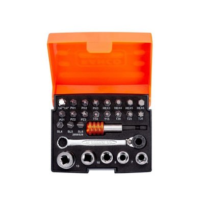 Bahco 2058/S26 26 Piece Ratchet Socket Bit Set 1/4in Drive PZ PH Hx Torx Slotted