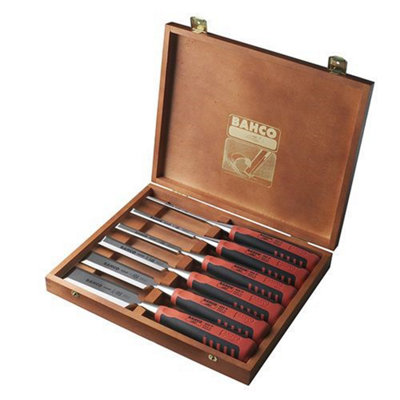 Bahco 424P-S6-EUR 424P-S6 Bevel Edge Chisel Set in Wooden Box, 6 Piece ...