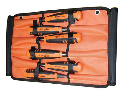 Bahco 424P-S6-ROLL 424-P Bevel Edge Chisel Set in Roll, 6 Piece BAH424PS6ROL