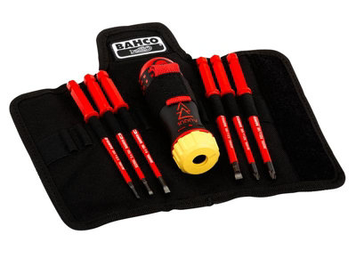 Bahco 6-Piece Insulated Ratcheting Screwdriver Set for Safe Electrical Work