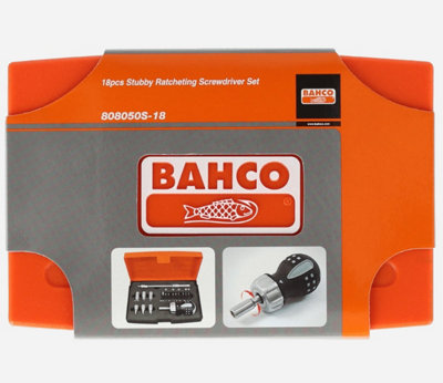 Bahco 808050S-18 Stubby Ratchet Flexible Screwdriver Set 18 Piece BAH808050S18
