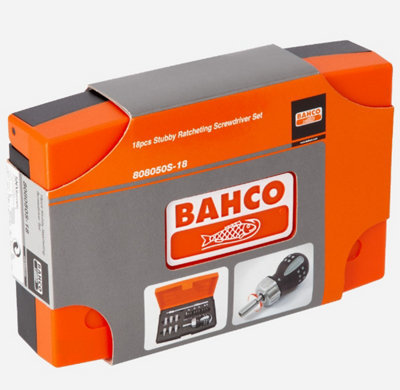 Bahco 808050S-18 Stubby Ratchet Flexible Screwdriver Set 18 Piece BAH808050S18