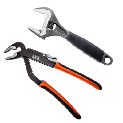 Bahco 9031 Adjustable Wrench Wide Jaw and 8224 Waterpump Pliers XMS18WPUMP