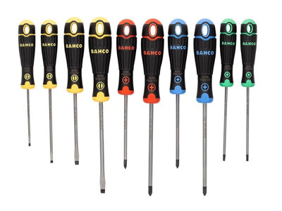 Bahco BahcoFit Coloured Handle Screwdriver Set, 10 Piece DIY at B&Q
