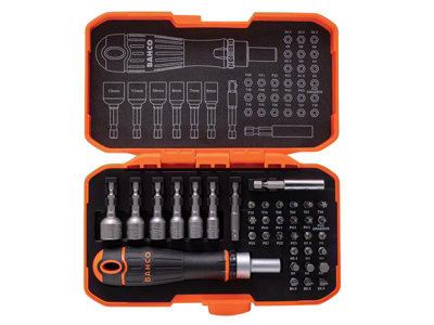 Bahco Ratcheting Screwdriver Nut Driver 36 Piece Bit Set Colour Coded ...