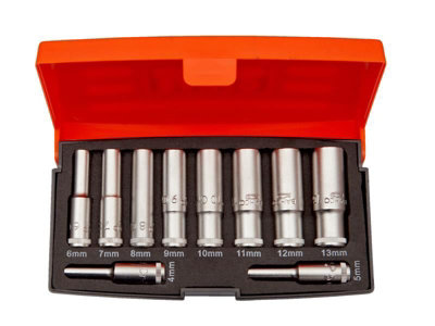 Bahco - S0810L 1/4in Drive Deep Socket Set of 10 Metric