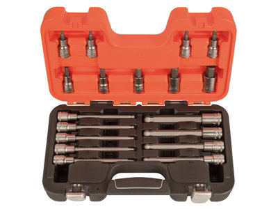 Bahco S18HEX 1/2in Drive Socket Set of 18 Metric DIY at B&Q