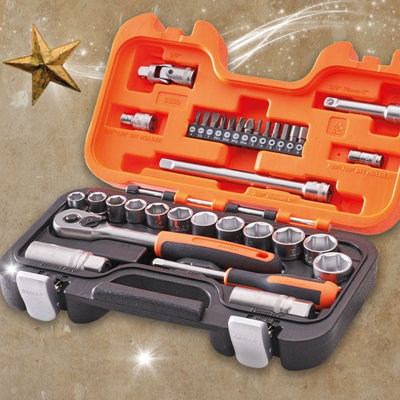 Bahco S330 34 Piece Ratchet Socket Set 1/4" & 3/8" Drive BAHS330 XMS21SOCK38