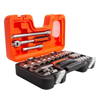 Bahco Square Drive Socket Set (Pack of 24) Silver (One Size)