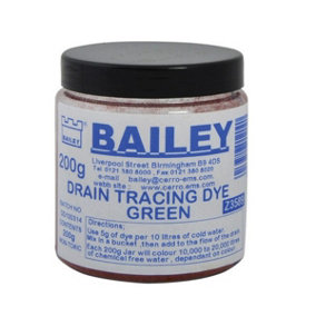 Bailey 3589 Drain Tracking Dye Low Light 200g 8oz - Fluoresceine Green BAI3589